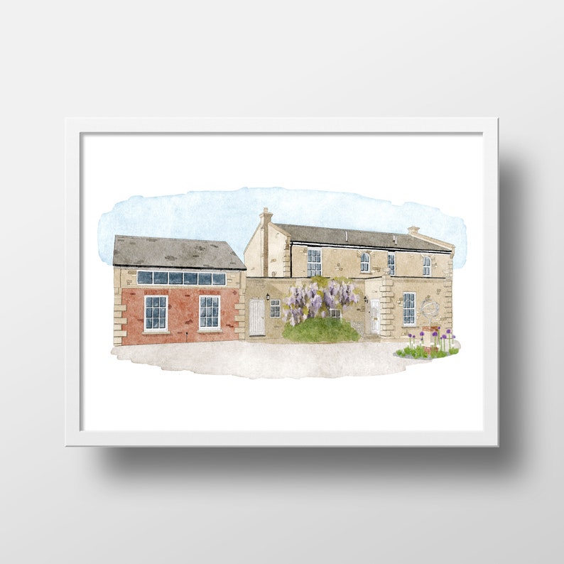 Watercolour House Portrait Illustration, Pub Restaurant Shop Print, New Home Gift, Personalised, Commission Artwork, Fine Art image 2