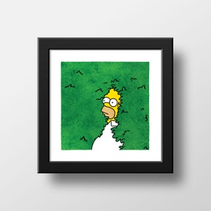 Impresión en acuarela de Homer Bush de Los Simpson, Los Simpson escénicos, póster de Homer caminando hacia atrás, ilustración de acuarela, arte de pared, 21 x 21 cm