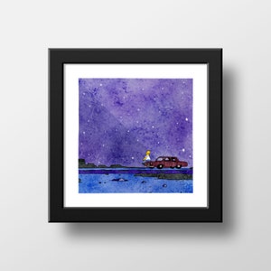 Impresión en acuarela de la Madre Simpson de Los Simpson, Los Simpson escénicos, Póster con ilustración de acuarela del cielo de Homer Simpson, Arte de pared / 21 x 21 cm