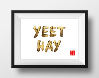 Yeet Hay 熱氣 Print, Chinese Expression, British Born Chinese, Chinese Asian American, Hong Kong, Red Gold Typography Print Poster Wall Art