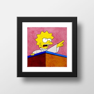The Whole Damn System is Wrong, Die Gibsons Aquarell Druck, Malerische Simpsons, Poster Aquarell Illustration Druck Wandkunst | 21x21cm