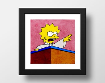 The Whole Damn System Is Wrong, The Simpsons Watercolour Print, Scenic Simpsons, Poster Watercolor Illustration Print Wall Art | 21x21cm