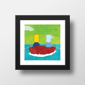 Impresión del alma de Bart de Los Simpson, póster con ilustración de acuarela, arte de pared, Bart vende su alma, 21 x 21 cm