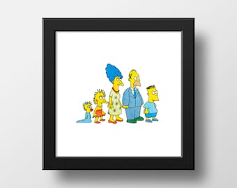 Die Simpsons Tracey Ullman Shorts Druck, Poster Aquarell Illustration Druck Wandkunst, die Simpsons Meme | 21x21cm
