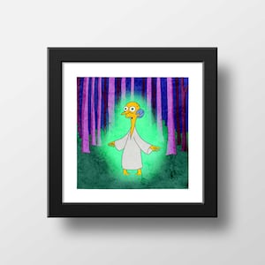 The Simpsons Mr Burns Alien Print, Poster Watercolor Illustration Print Wall Art, Simpsons Memes, X Files Parody | 21x21cm