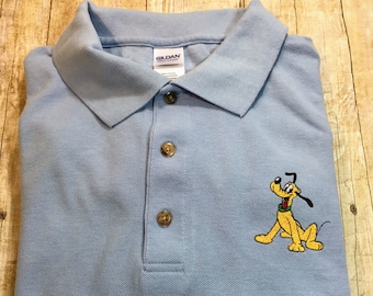 Pluto Sketch Art Embroidered Polo Shirt