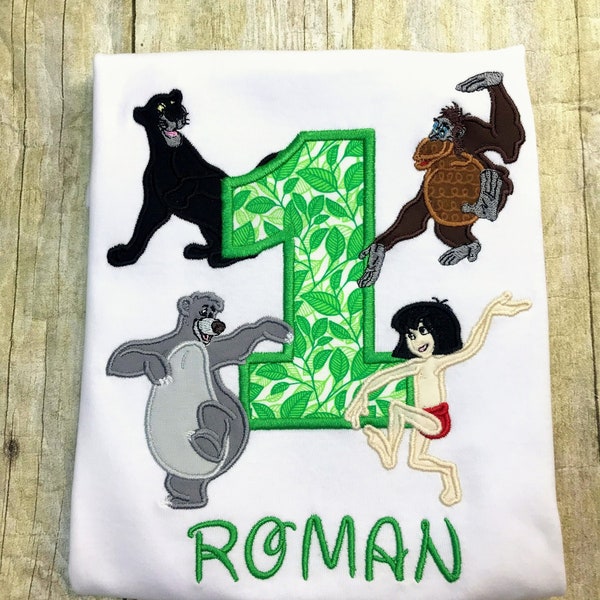 Jungle Book Characters Personalized Embroidered Birthday Shirt