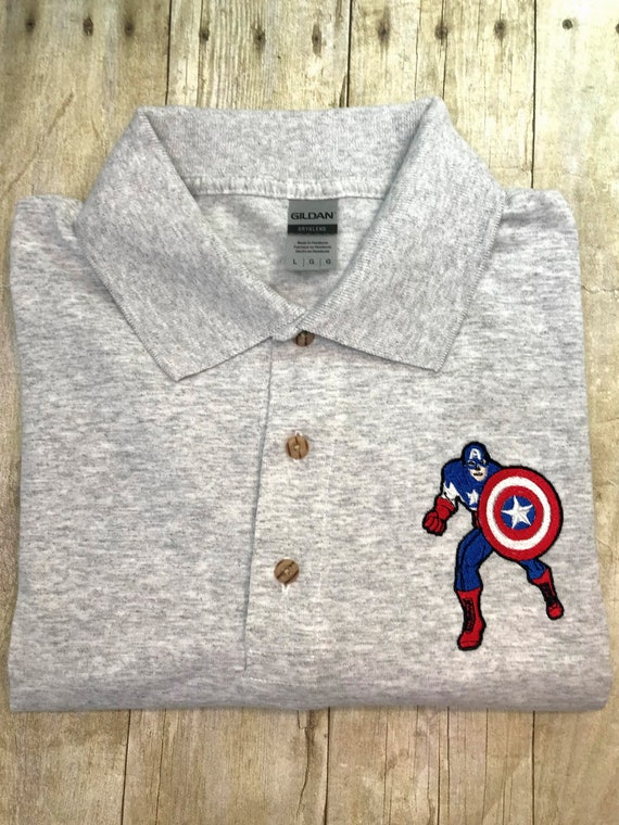 Captain America Embroidered Polo Shirt 