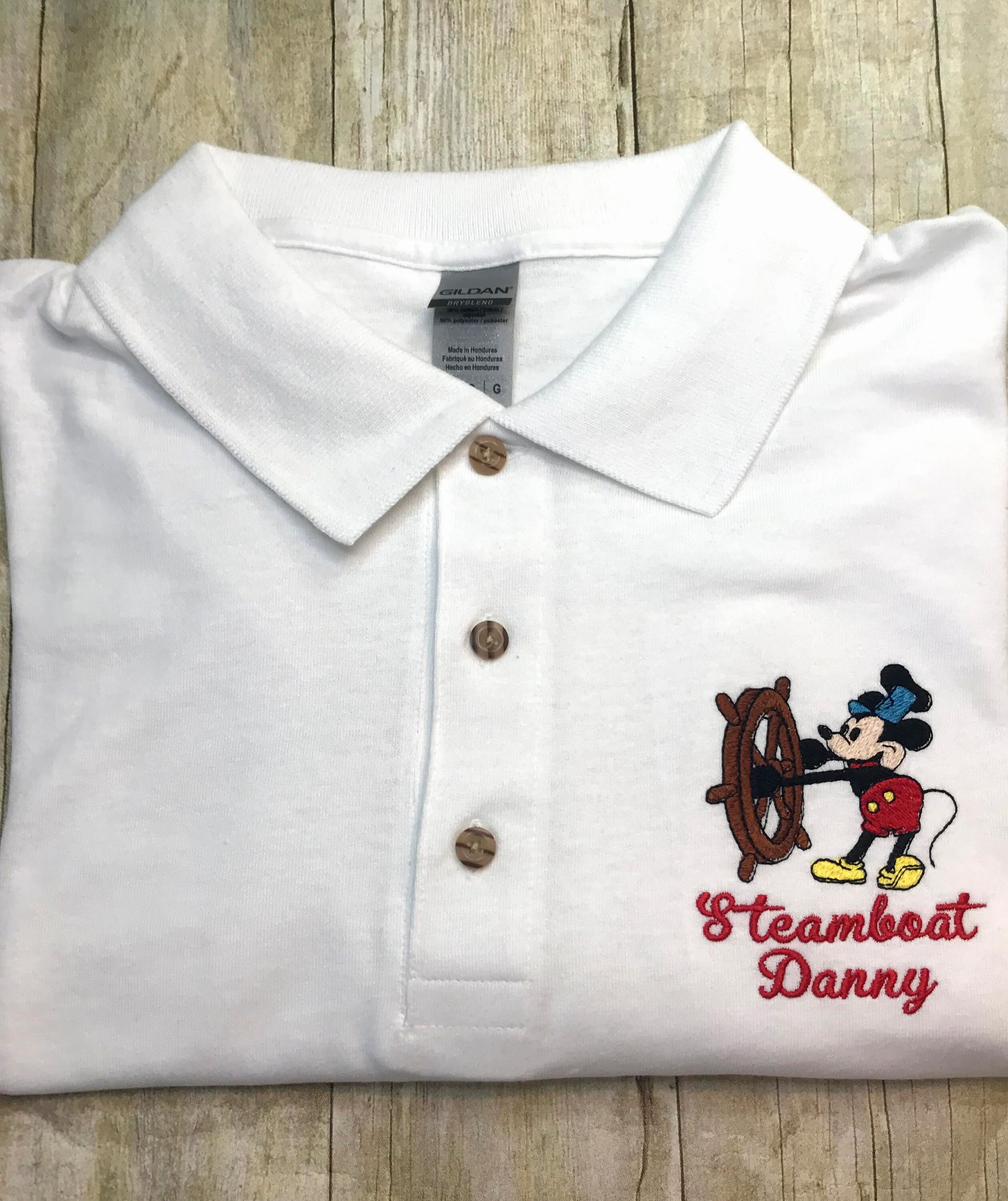 Steamboat Willie Sketch Art Embroidered Polo Shirt