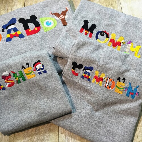 Character Inspired Letters Personalized Embroidered Shirt Etsy