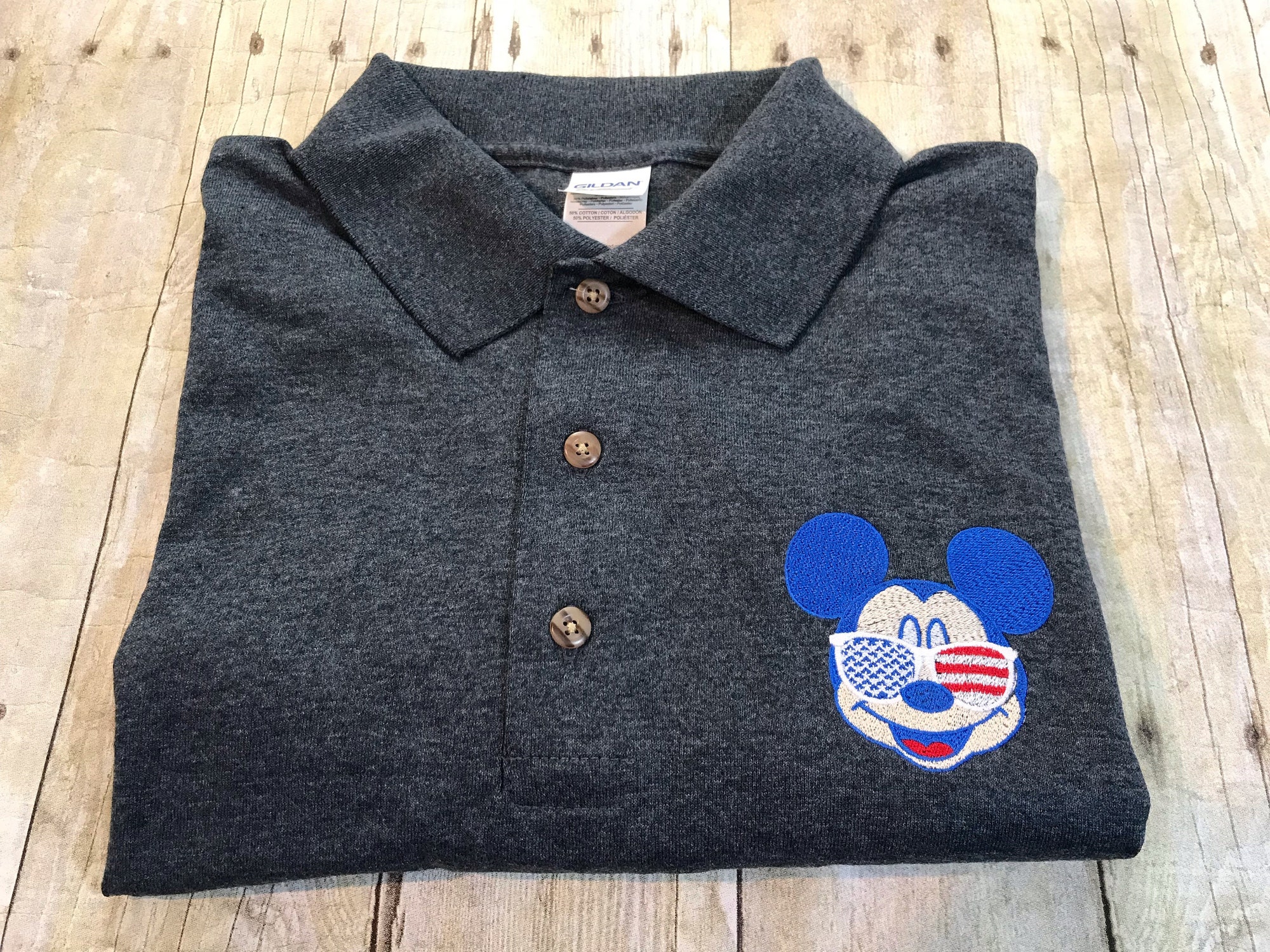 Patriotic Mickey Mouse Personalized Embroidered Polo Shirt