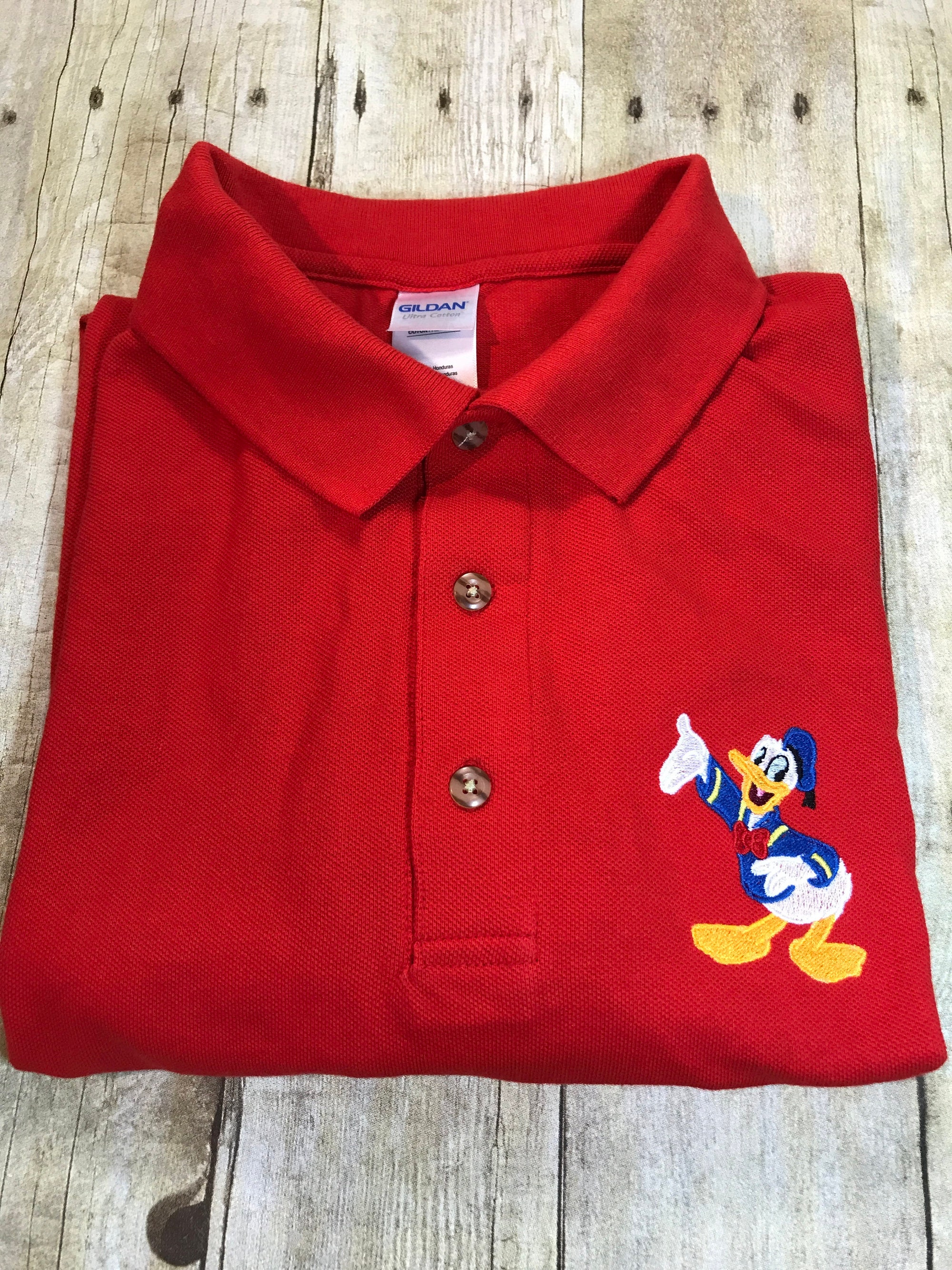 Donald Duck Sketch Art Embroidered Polo Shirt