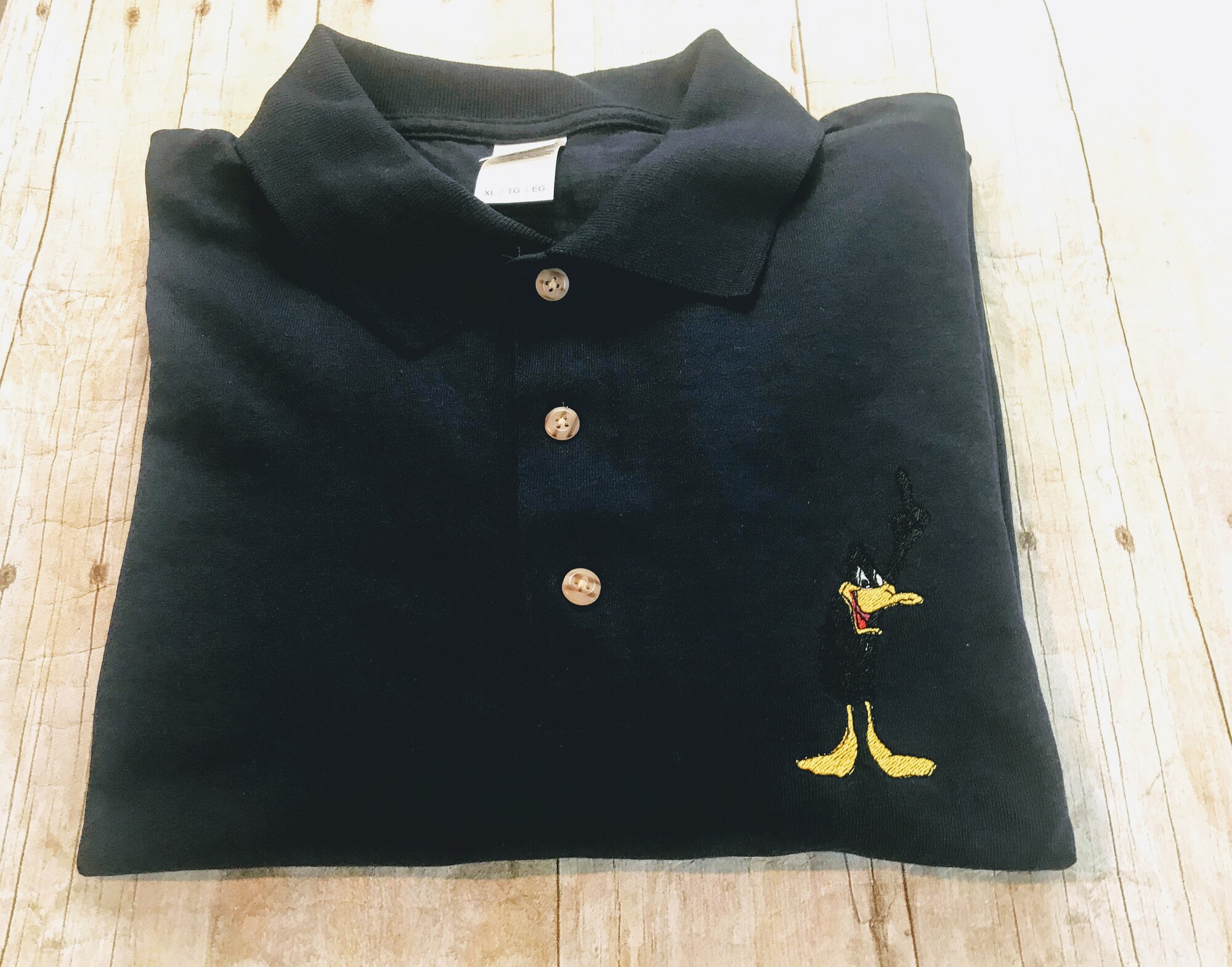 Daffy Duck Sketch Art Embroidered Polo Shirt