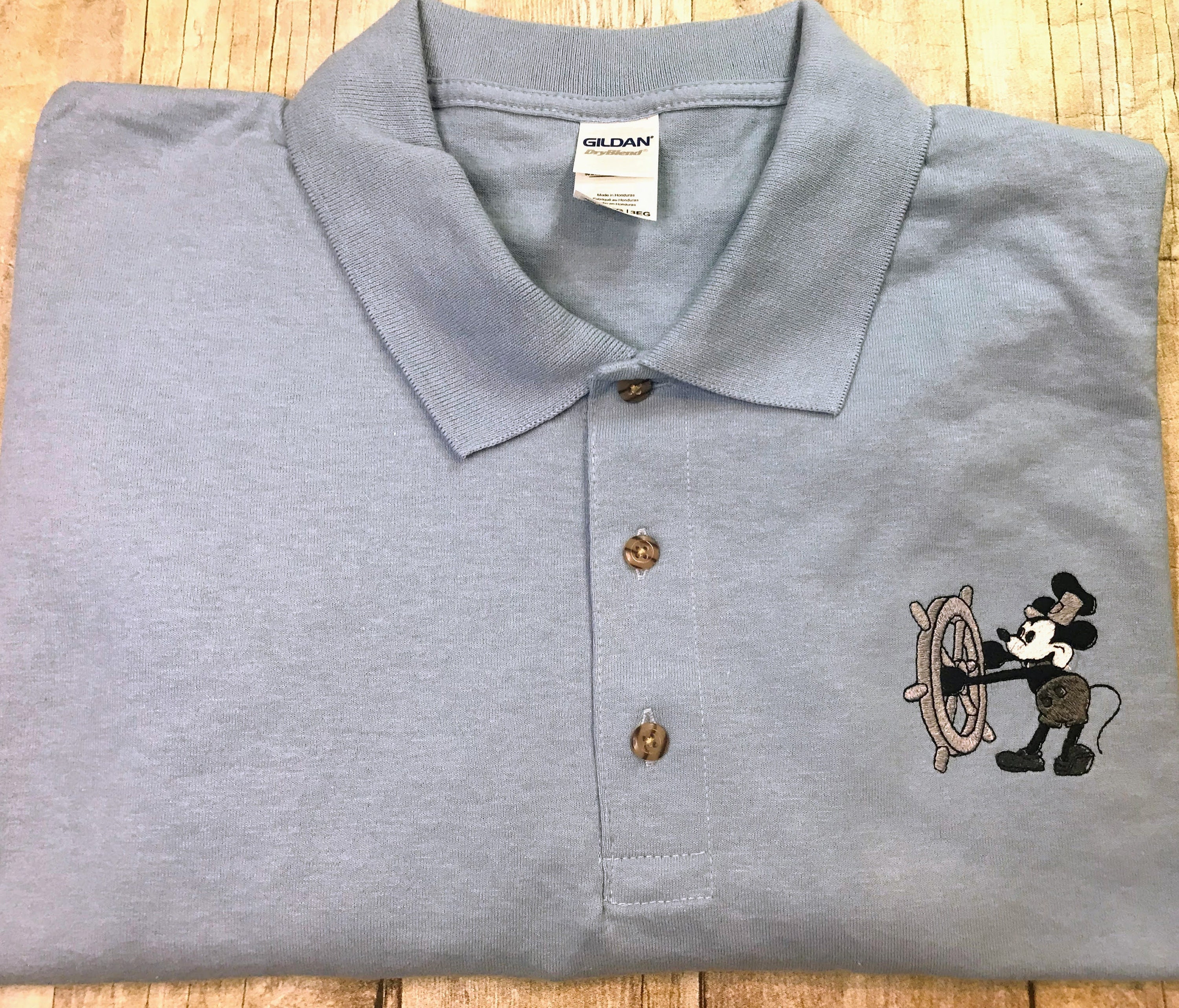 Steamboat Willie Sketch Art Embroidered Polo Shirt