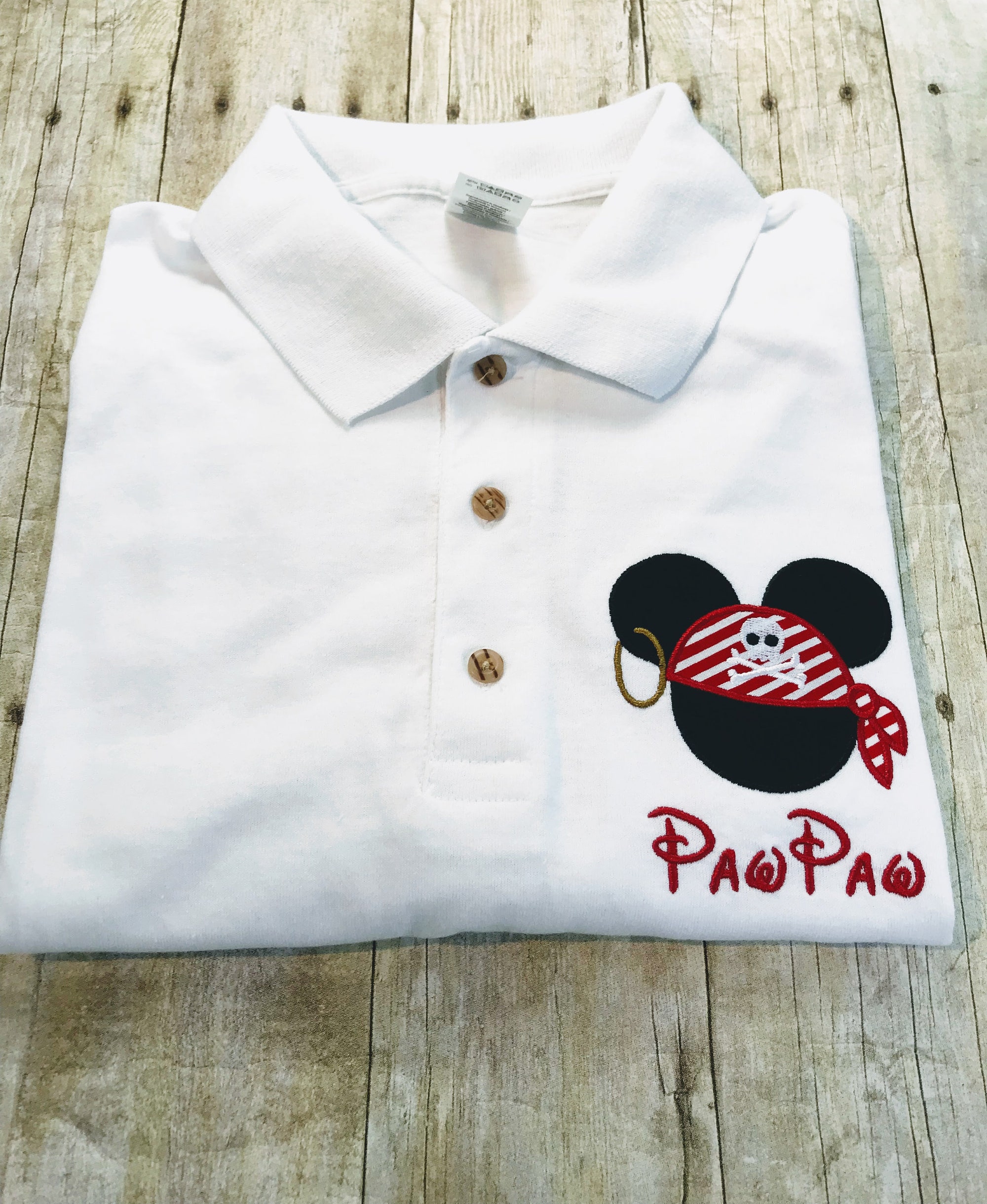 Pirate Mickey Mouse Ears Embroidered Polo Shirt