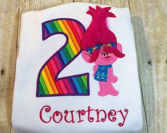 Camisa de cumpleaños personalizada de Poppy the Troll