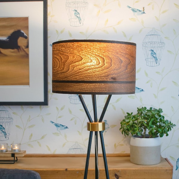 American Walnut Lampshade for Floor Lamp or Table Lamp, Brown Wooden Veneer Light Shade, Extra Large 30cm, 36cm or 40cm Lampshade