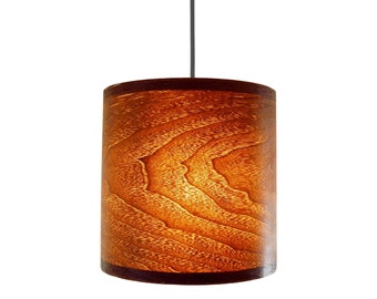 Abat-jour suspendu en noyer foncé, suspension de plafonnier en bois pour couloir salon chambre, lustre en bois de placage