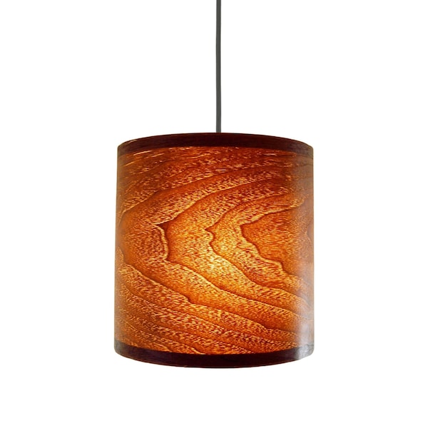 Dark Walnut pendant lampshade, wood ceiling lamp pendant for corridor living room bedroom, veneer wood chandelier