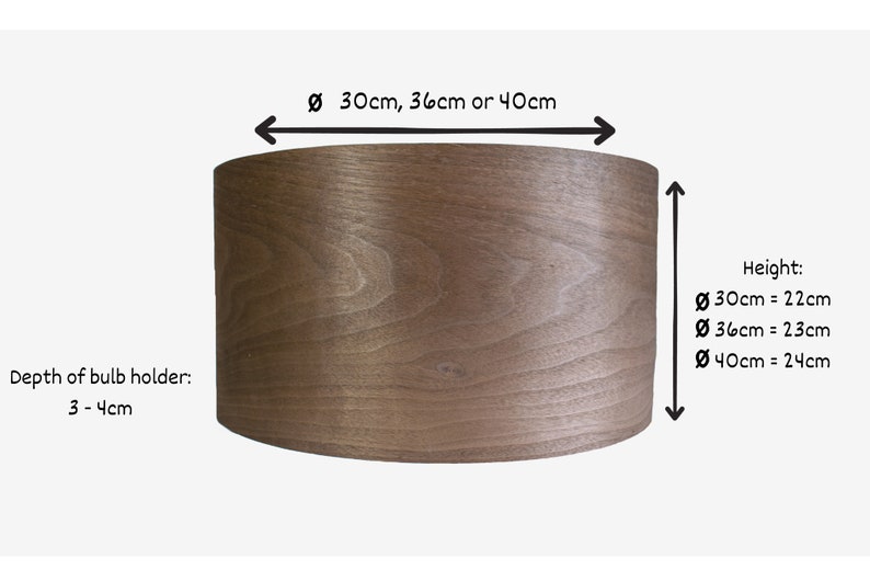 Abat-jour en noyer américain pour lampadaire ou lampe de table, abat-jour en placage de bois marron, très grand abat-jour de 30 cm, 36 cm ou 40 cm image 6