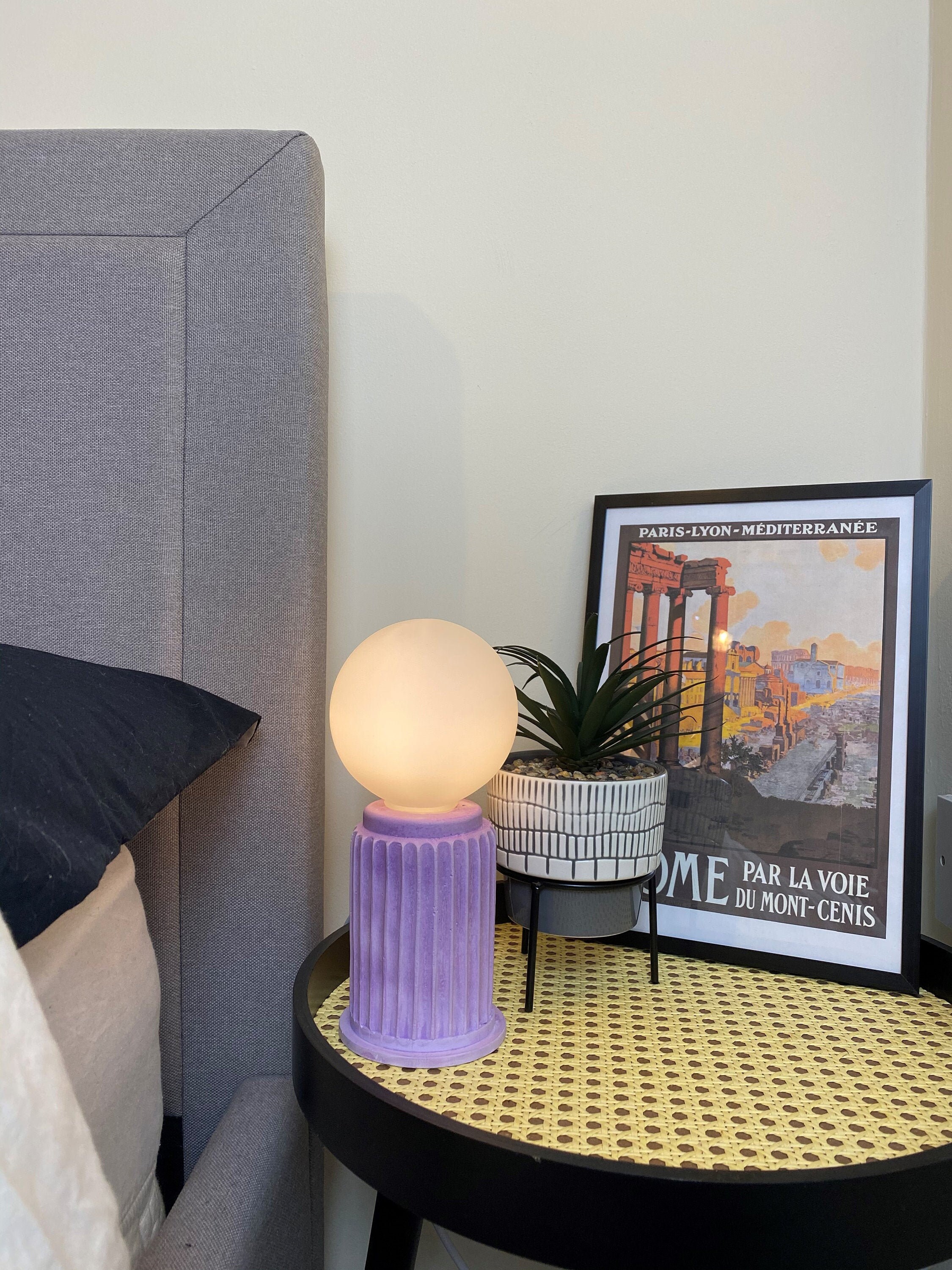 Modern Lilac Table Lamp Bedside Lamp Round Table Lamp Etsy UK