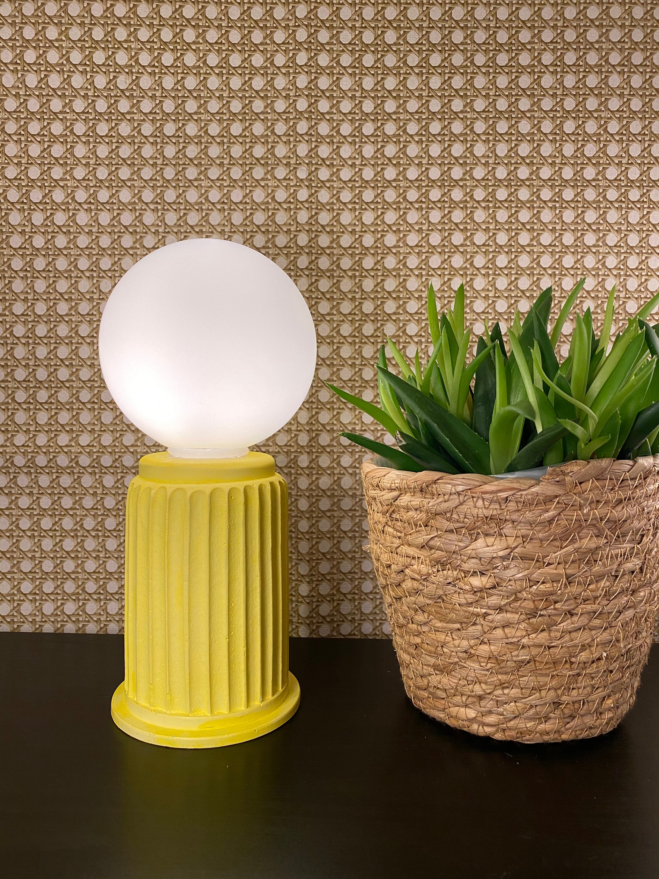 Yellow table lamp bedside lamp small table lamp round Etsy