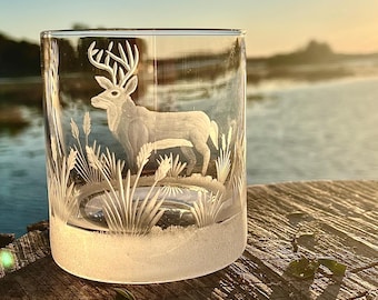 Father of Bride Gift, Personalized Whiskey Glass, Deer Bourbon Glass, Groomsman gift, Bourbon Glass