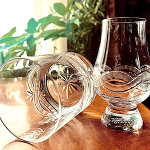 Personalized Whiskey Glass Bourbon Snifter Glencairn Set Hand Engraved Barware Gift Dad Birthday Whisky Tasting Rocks Tumbler Infinity Pour