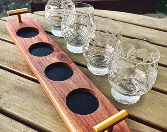 Bourbon Tasting Set Handcrafted Glass Display Board Walnut Bourbon Home Decor for Housewarming Party Serving Set for Hostess