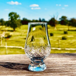 Premium Spirits Gift Whiskey Tasting Collection Hand Cut Glencairn Glasses Unique Engraved Patterns Bourbon Scotch Sampling Set Flight Board Walnut Wood Base Perfect Present Whiskey Enthusiast Father Day Gift Anniversary Present Handcrafted