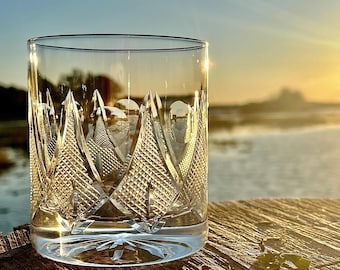 Personalized Crystal Whiskey Glass: Hand Engraved Bourbon Tumbler for Retirement, Wedding, Groomsman