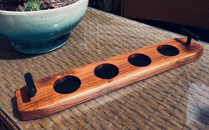 Elegant Whiskey Display Handcrafted Walnut Board Premium Flight Tray Bourbon Tasting Set Leather Insert Design Metal Handle Accent Glencairn Glass Holder Quality Bar Accessory Perfect Home Entertainment Essential Whiskey Lover Gift