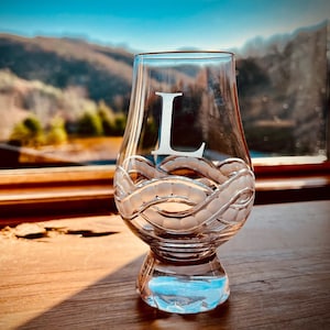 Glencairn Glass Personalized Irish Whisky Snifter Handmade Nosing Dram Celtic Design  Unique Bourbon Gift Monogram for Bourbon Whiskey Lover