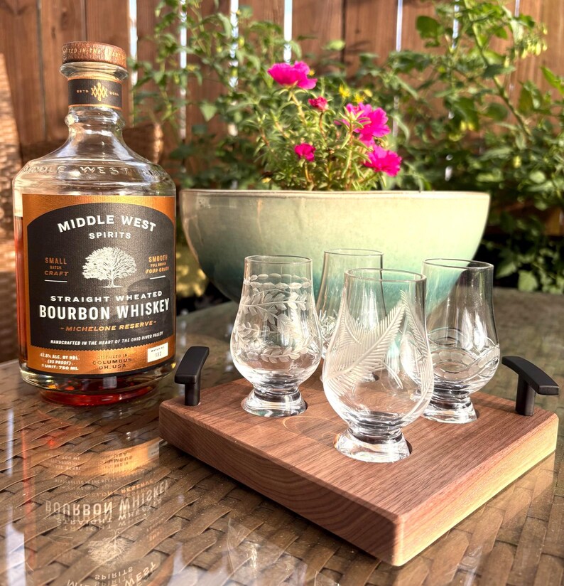 Wee Glencairn, Whiskey Tasting Flight Board, Bourbon Enthusiast Gift Set, Anniversary Present for Husband image 12