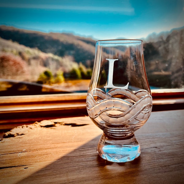 Glencairn Glass Personalized Whisky Tasting Snifter Handmade Nosing Dram Celtic Design Scotch Glass Engravable Bourbon Gift For Grandfather