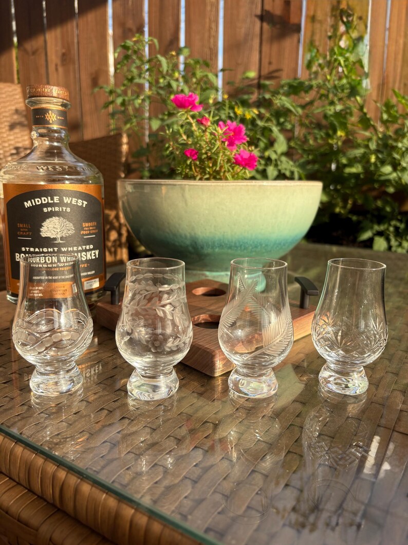 Wee Glencairn, Whiskey Tasting Flight Board, Bourbon Enthusiast Gift Set, Anniversary Present for Husband image 7