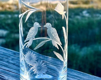 Personalized Ice Tea Glass, Gift for Bride, Garden Porch Decor, Anniversary Gift for Love Birds