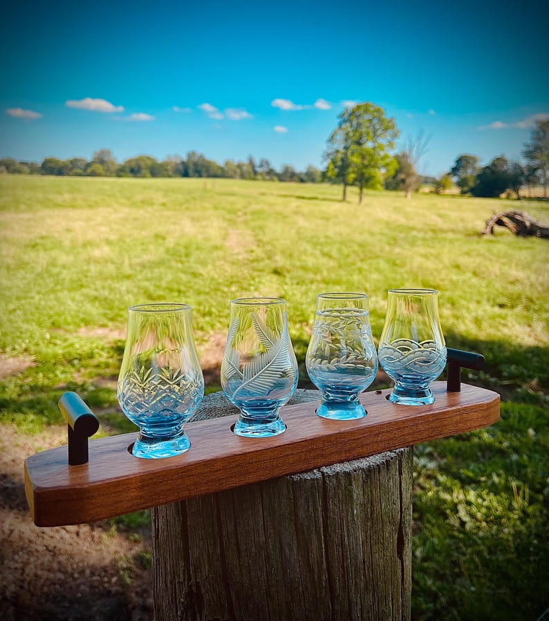 Wee Glencairn, Whiskey Tasting Flight Board, Bourbon Enthusiast Gift Set, Anniversary Present for Husband image 10
