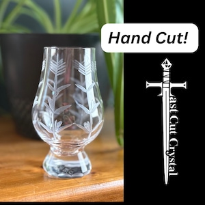 Etched Glencairn Whiskey Glass: Hand-Engraved Corn Design