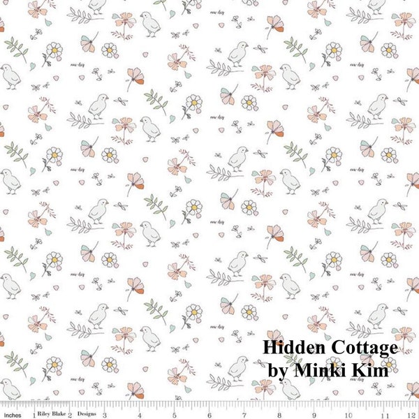 Birds - Offwhite - HIDDEN COTTAGE - Minki Kim - Riley Blake Designs - Quilting Cotton Fabric - C10763-OFFWHITE