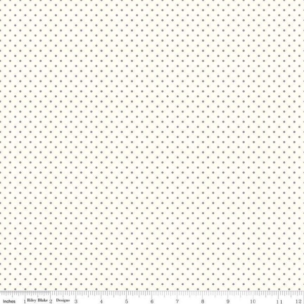 Le Creme - Solid Cream Fabric with Gray Polka Dots - SWISS DOT - by Riley Blake Designs - Quilting Cotton Fabric - C600-40-GRAY