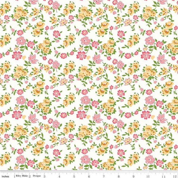 Floral - Yellow - GRANNY CHIC - by Lori Holt of Bee in my Bonnet - Riley Blake Designs - Quilting Cotton Fabric - C8516-YELLOW