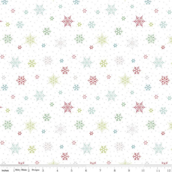 Snowflakes - White - SNOWED IN - by Heather Peterson - Riley Blake Designs - Quilting Cotton Fabric - C10815-WHITE