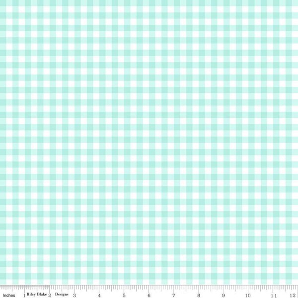 SALE - Gingham Check - Aqua - QUILT FAIR - Tasha Noel - Riley Blake Designs - Quilting Cotton Fabric - C11357-Aqua