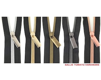 TASCHEN HARDWARE von Sallie Tomato - Nylon Spiralreißverschlüsse - Schwarz - #5 - 3 Meter mit 9 Zieher - Mehrere Farben - ( ZBY5C-BLACK )
