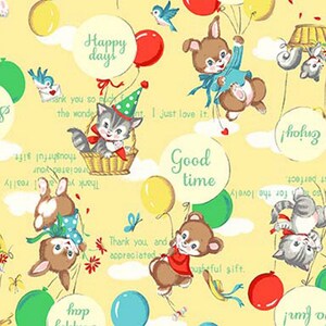 Dear Little World: Kawaii Friends - Yellow - Quilt Gate - Quilting Cotton Fabric - ( QUGLW2020-12B )
