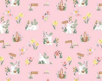 Main - Pink/Powder - EASTER EGG HUNT - by Natàlia Juan Abelló - Riley Blake Designs - Quilting Cotton Fabric - C10270-Powder