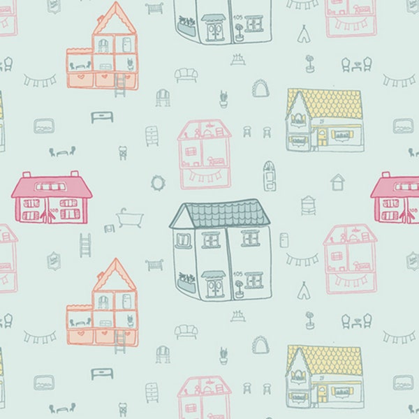 Doll House Town - DAYDREAM - by Patty Basemi - AGF - Quilting Cotton Fabric - ( DDR-25445 )