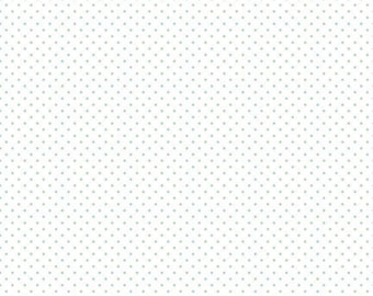 Solid White Fabric with Mint Polka Dots - SWISS DOT - by Riley Blake Designs - Quilting Cotton Fabric - C660-38-MINT