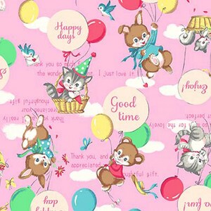 Dear Little World: Kawaii Friends - Pink - Quilt Gate - Quilting Cotton Fabric - QUGLW2020-12C